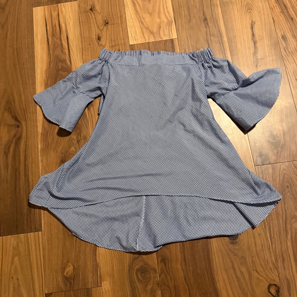 Blue and white checkered, large thyme and honey shirt